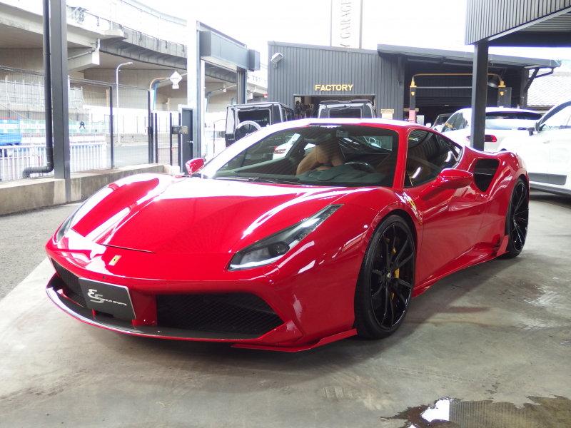 フェラーリ 488GTB 新車並行　ロベルタフロントリフター　フォージーアート21/22インチアルミ　ES可変バルブマフラー　ESエアロニウム（F /Sカナード） 中古車