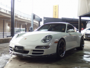 ポルシェ 911(Type997) カレラ4S  正規ディーラー車 Tip-s 左ハンドル スポーツクロノPKG  PASM ESスポーツマフラー ES3-19inアルミ ESローダウンサス 社外カーボンリップ 中古車